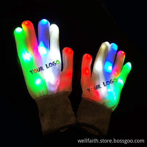 Flashing Gloves Glow 7 Mode LED Rave Light Finger Lighting MittNew